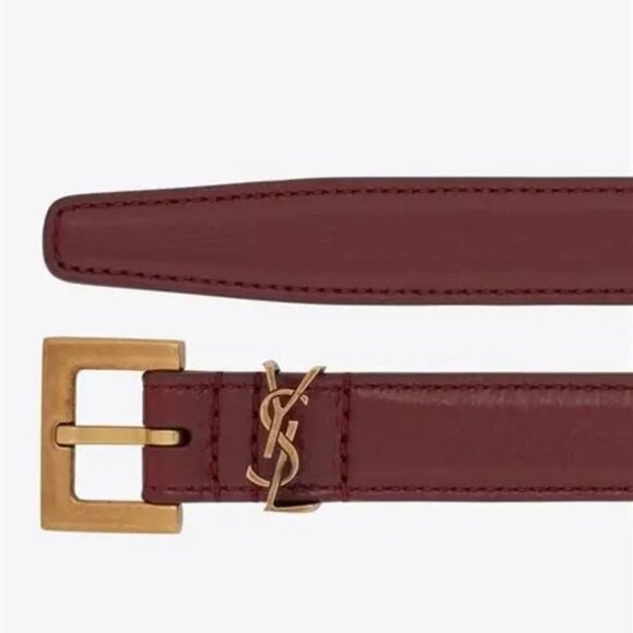 $610 Saint Laurent YSL Cassandre Leather Belt With Square Buckle in Red Sz 75cm - Picture 1 of 7